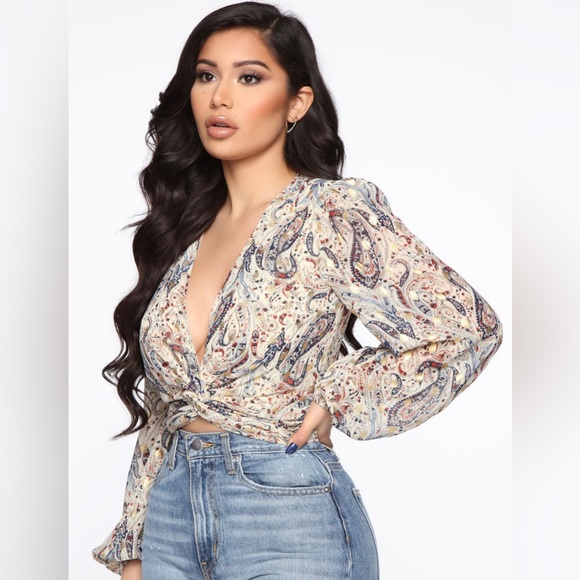 Long Sleeve Paisley Top - Picture 2 of 3